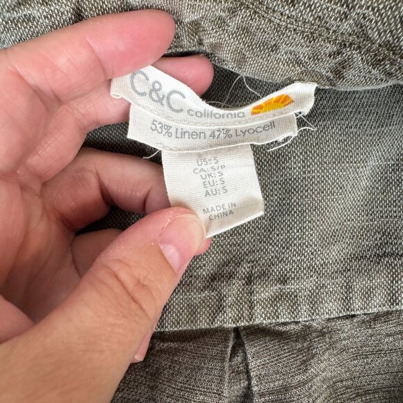 C&C California Size S Womens Green 1/2 Button Short Sleeve Chic Linen Romper - Picture 2 of 8